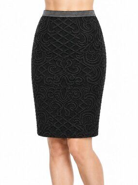 Moulinette Soeurs Charcoal Gray Textured Pencil Skirt, XS Petite